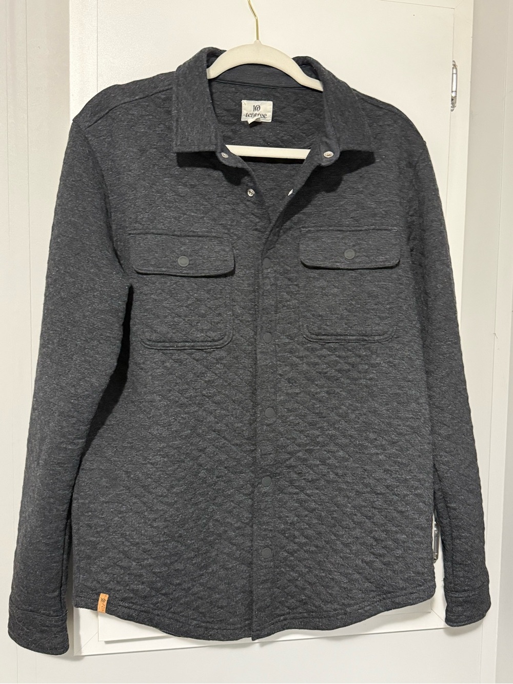 119. tentree Colville Cotton Quilted Dark Charcoal Shacket